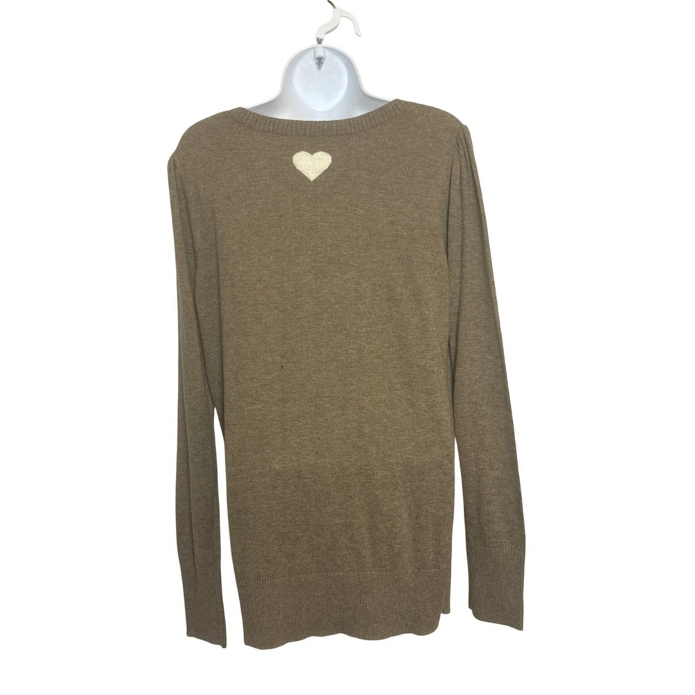 Old Navy Womens Sweater Large Brown Pullover Scoop Neck Heart Lightweight Casual - Picture 3 of 10